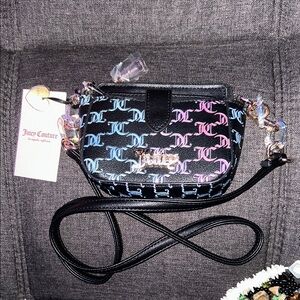 Juicy Couture Black, Blue and Pink Mini Crossbody Bag